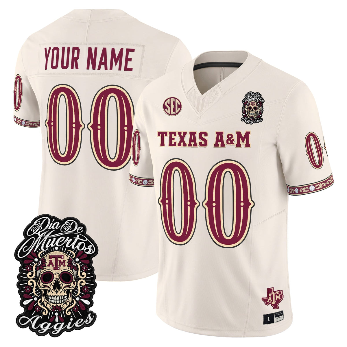 Texas A&M Aggies Día de los Muertos Vapor Limited Custom Jersey - Stitched
