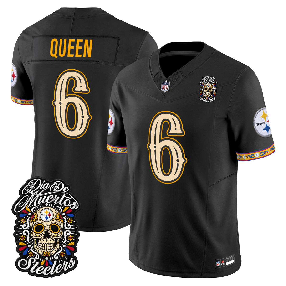  Pittsburgh Steelers Día de los Muertos Vapor Limited Jersey - Stitched