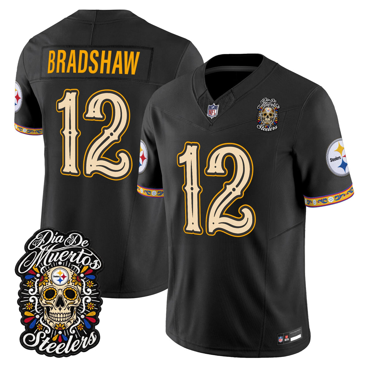  Pittsburgh Steelers Día de los Muertos Vapor Limited Jersey - Stitched