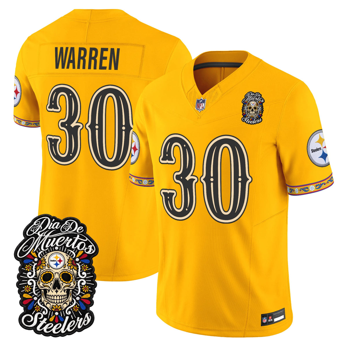  Pittsburgh Steelers Día de los Muertos Vapor Limited Jersey - Stitched