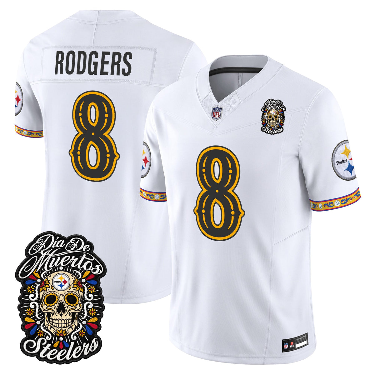  Pittsburgh Steelers Día de los Muertos Vapor Limited Jersey - Stitched
