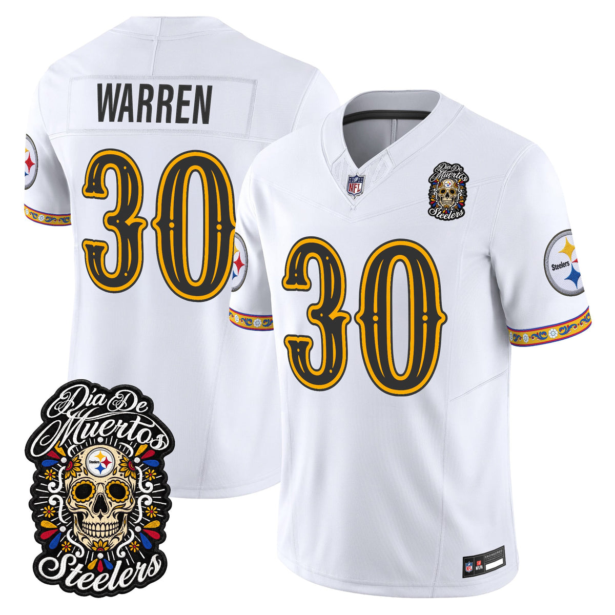 Pittsburgh Steelers Día de los Muertos Vapor Limited Jersey - Stitched