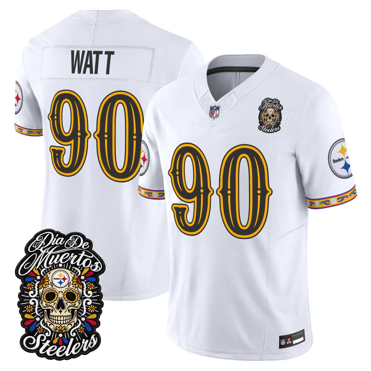  Pittsburgh Steelers Día de los Muertos Vapor Limited Jersey - Stitched