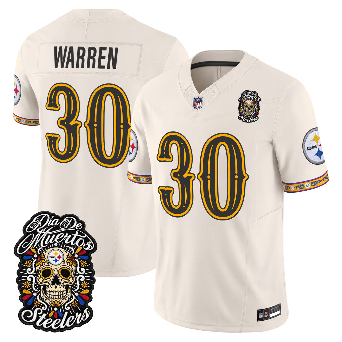  Pittsburgh Steelers Día de los Muertos Vapor Limited Jersey - Stitched