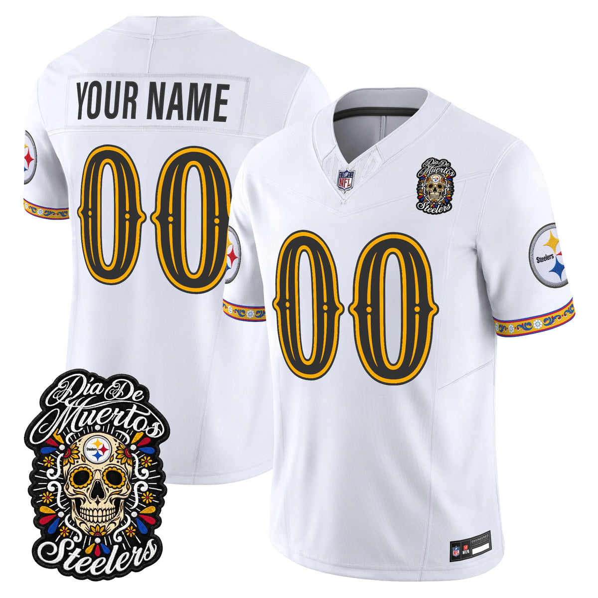 Pittsburgh Steelers Día de los Muertos Vapor Limited Custom Jersey - Stitched
