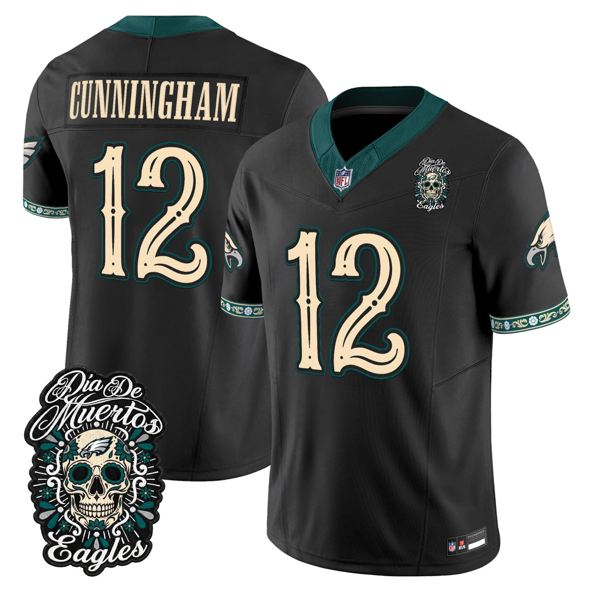  Philadelphia Eagles Día de los Muertos Vapor Limited Jersey - Stitched