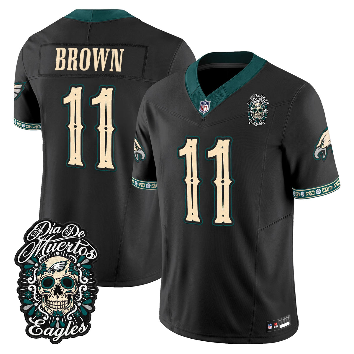  Philadelphia Eagles Día de los Muertos Vapor Limited Jersey - Stitched