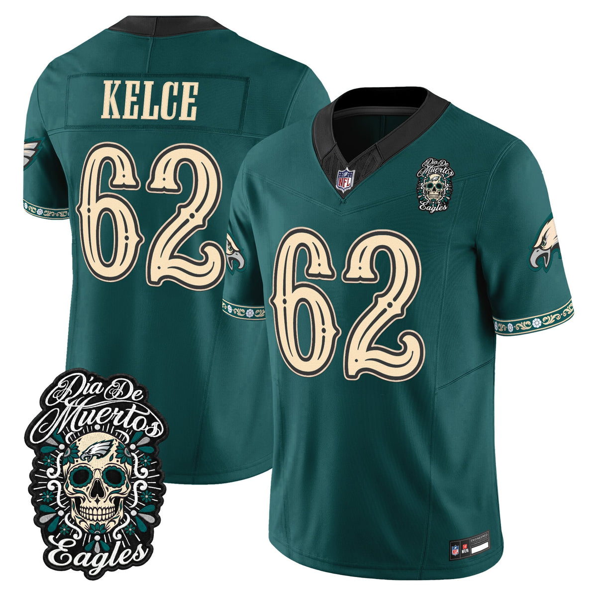  Philadelphia Eagles Día de los Muertos Vapor Limited Jersey - Stitched
