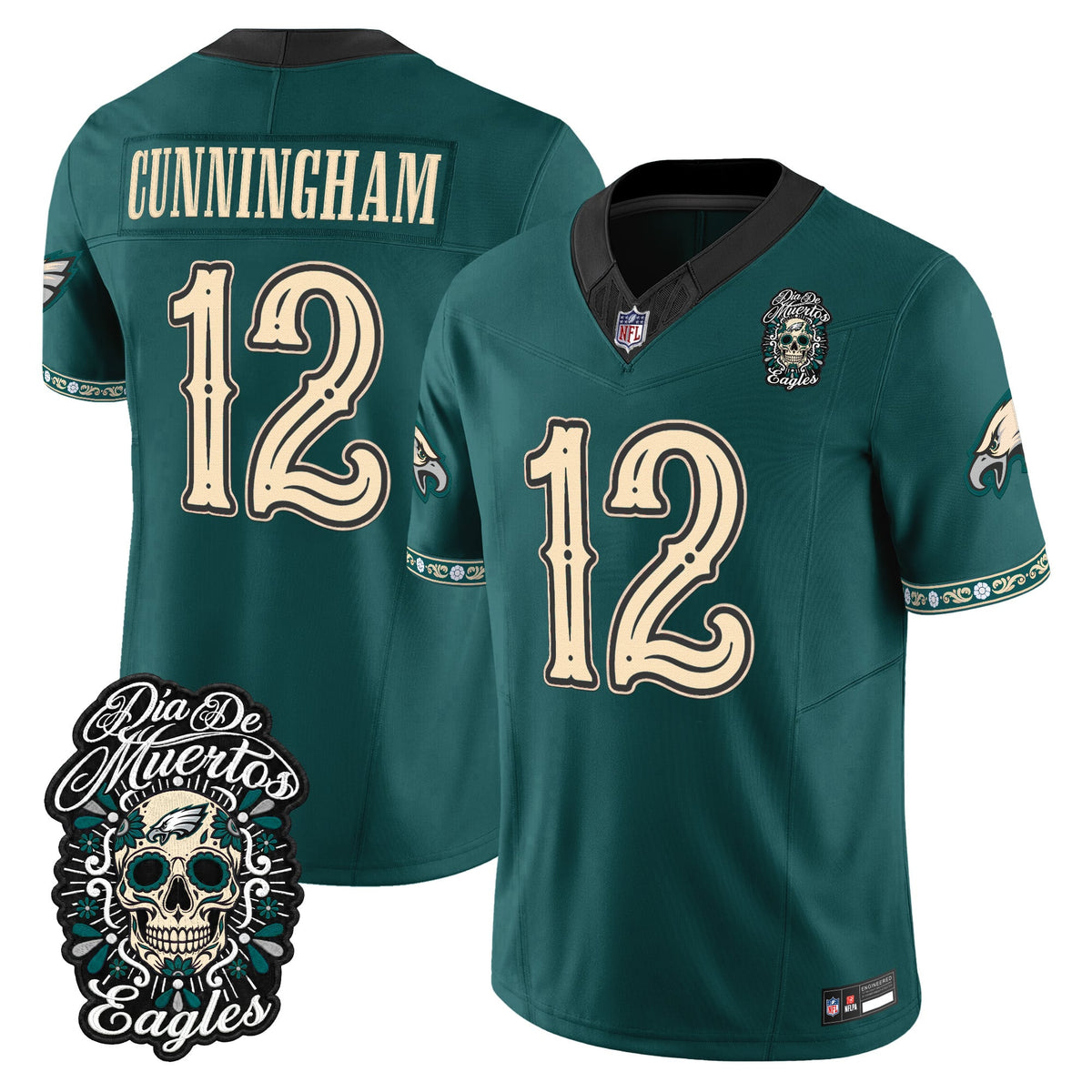 Philadelphia Eagles Día de los Muertos Vapor Limited Jersey - Stitched