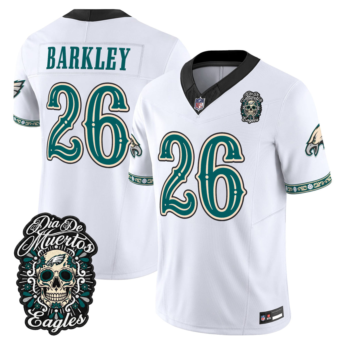  Philadelphia Eagles Día de los Muertos Vapor Limited Jersey - Stitched
