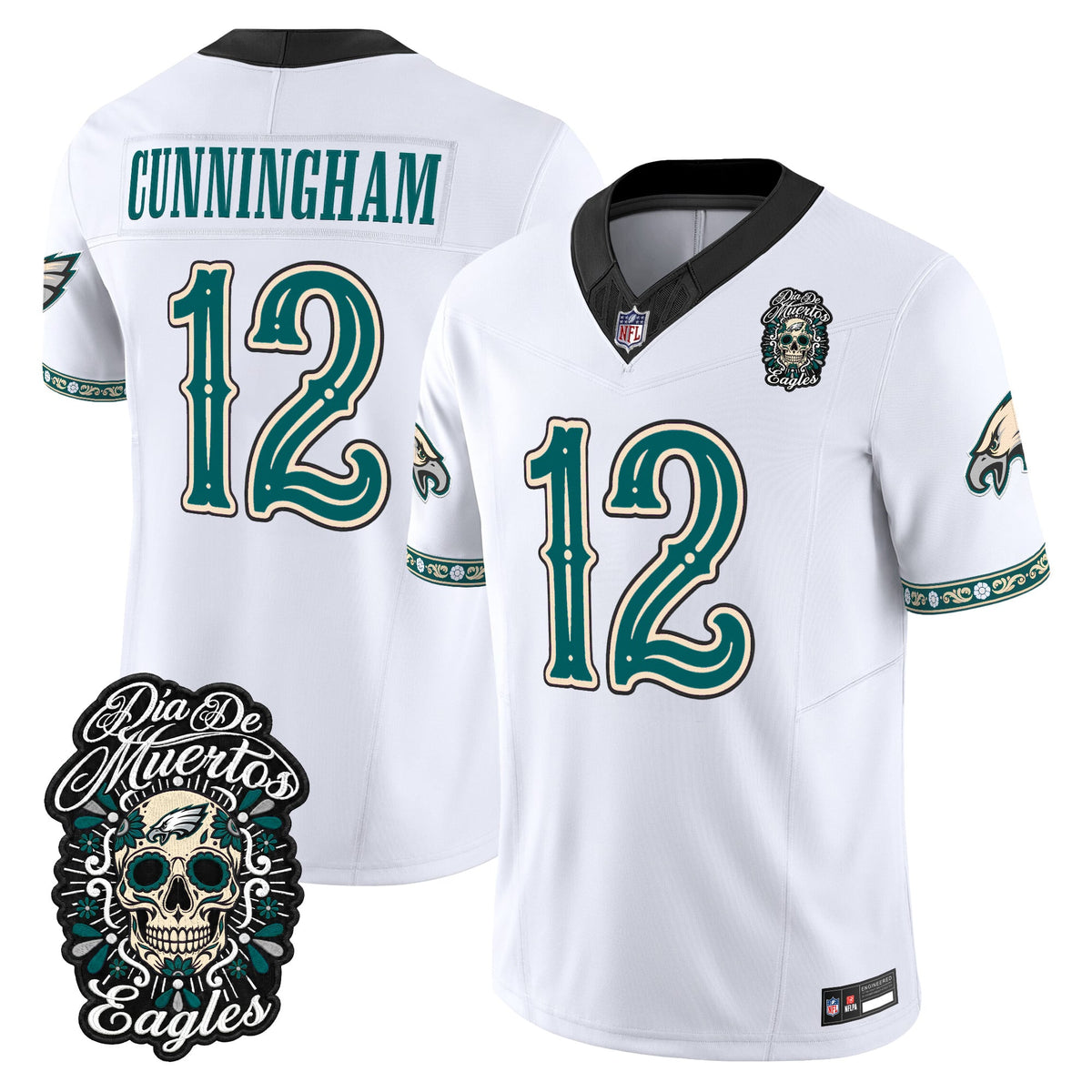  Philadelphia Eagles Día de los Muertos Vapor Limited Jersey - Stitched