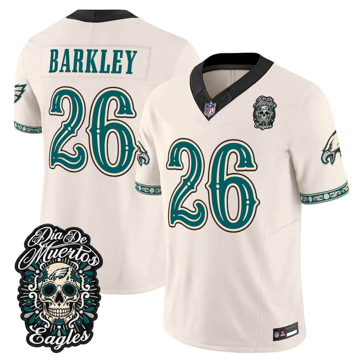  Philadelphia Eagles Día de los Muertos Vapor Limited Jersey - Stitched