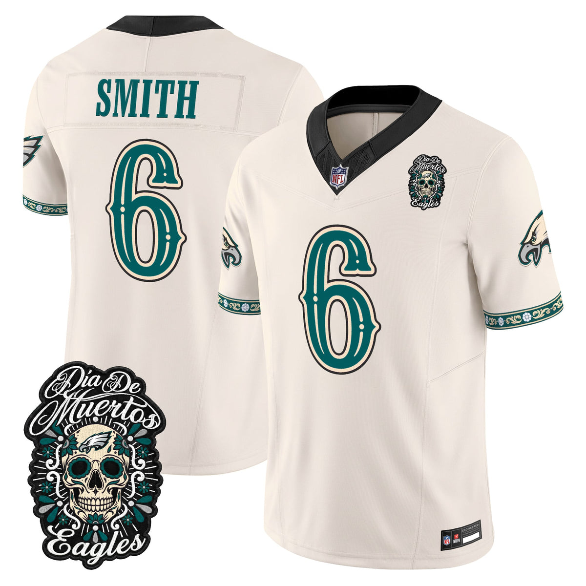 Philadelphia Eagles Día de los Muertos Vapor Limited Jersey - Stitched