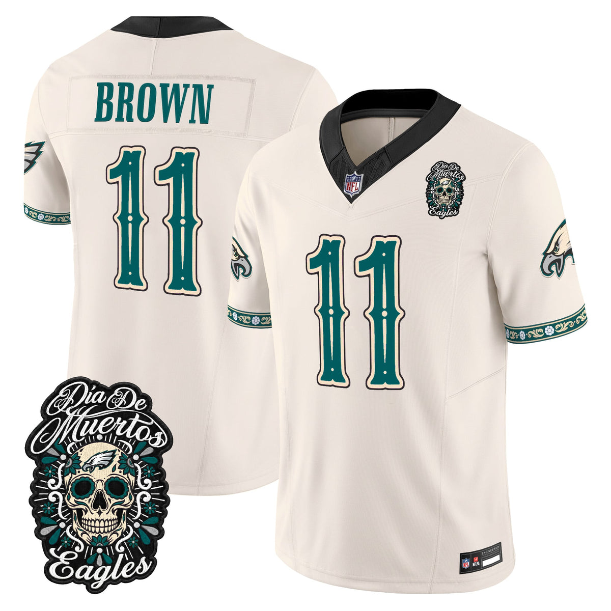 Philadelphia Eagles Día de los Muertos Vapor Limited Jersey - Stitched