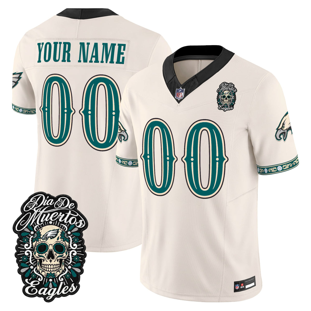 Philadelphia Eagles Día de los Muertos Vapor Limited Custom Jersey - Stitched