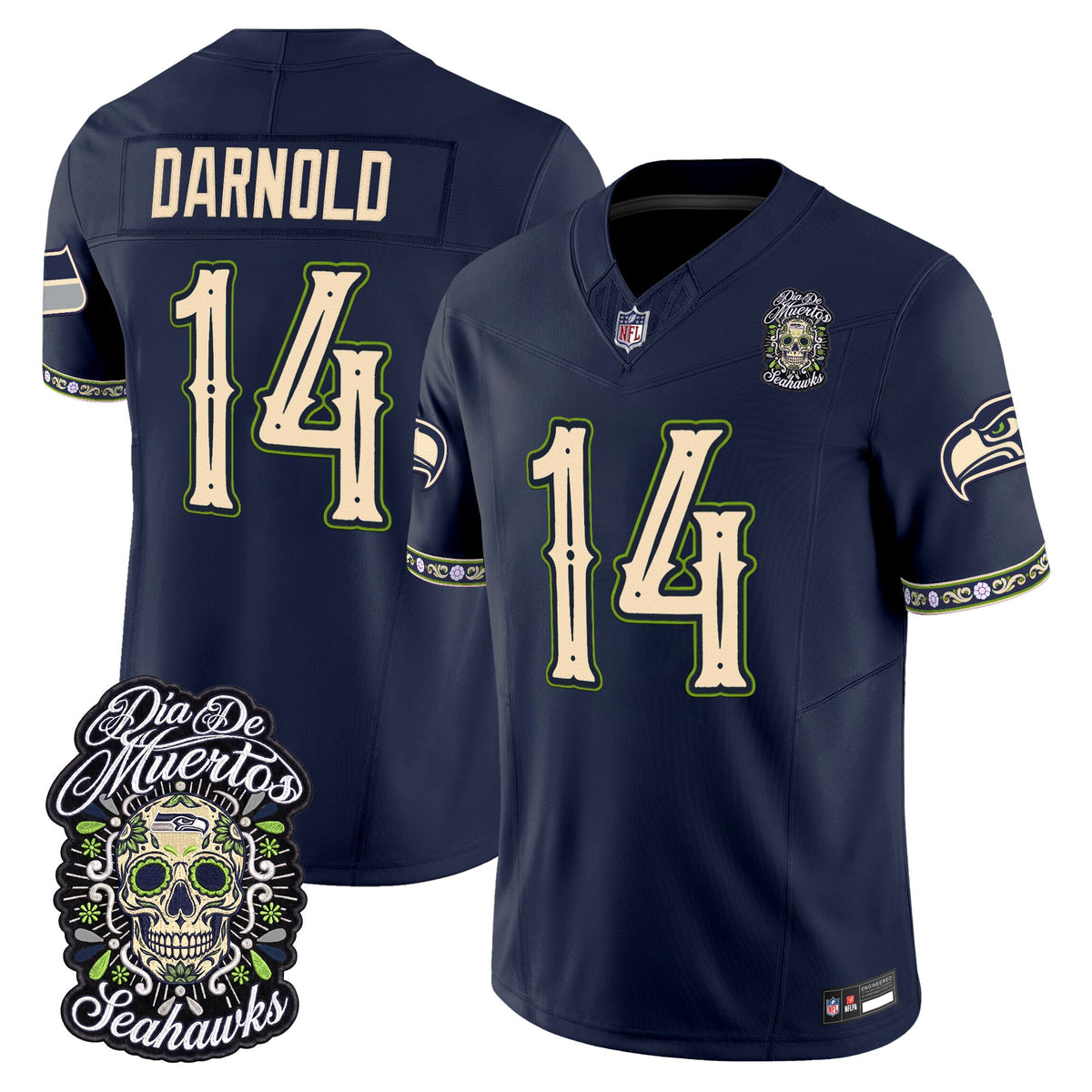  Seattle Seahawks Día de los Muertos Vapor Limited Jersey - Stitched