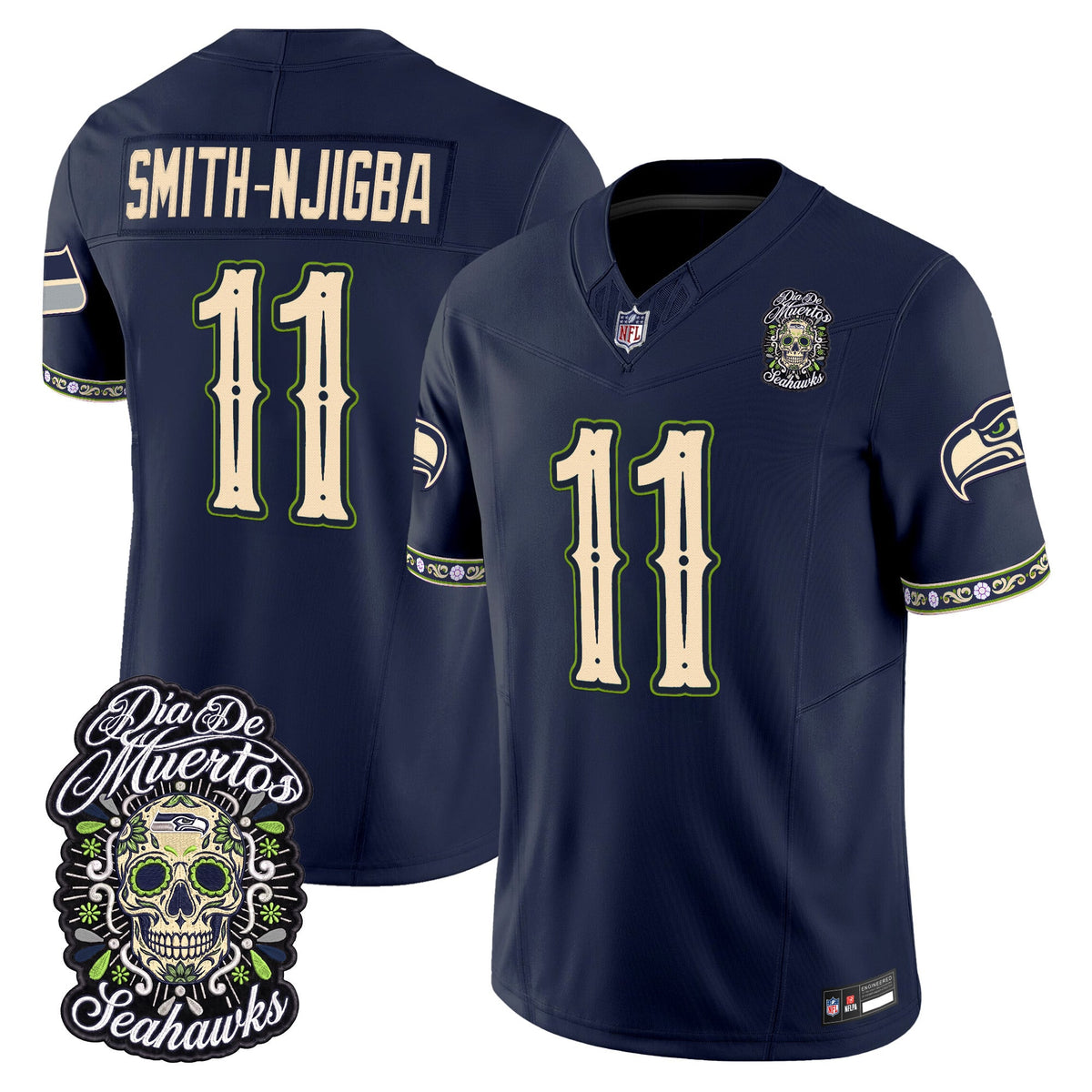  Seattle Seahawks Día de los Muertos Vapor Limited Jersey - Stitched