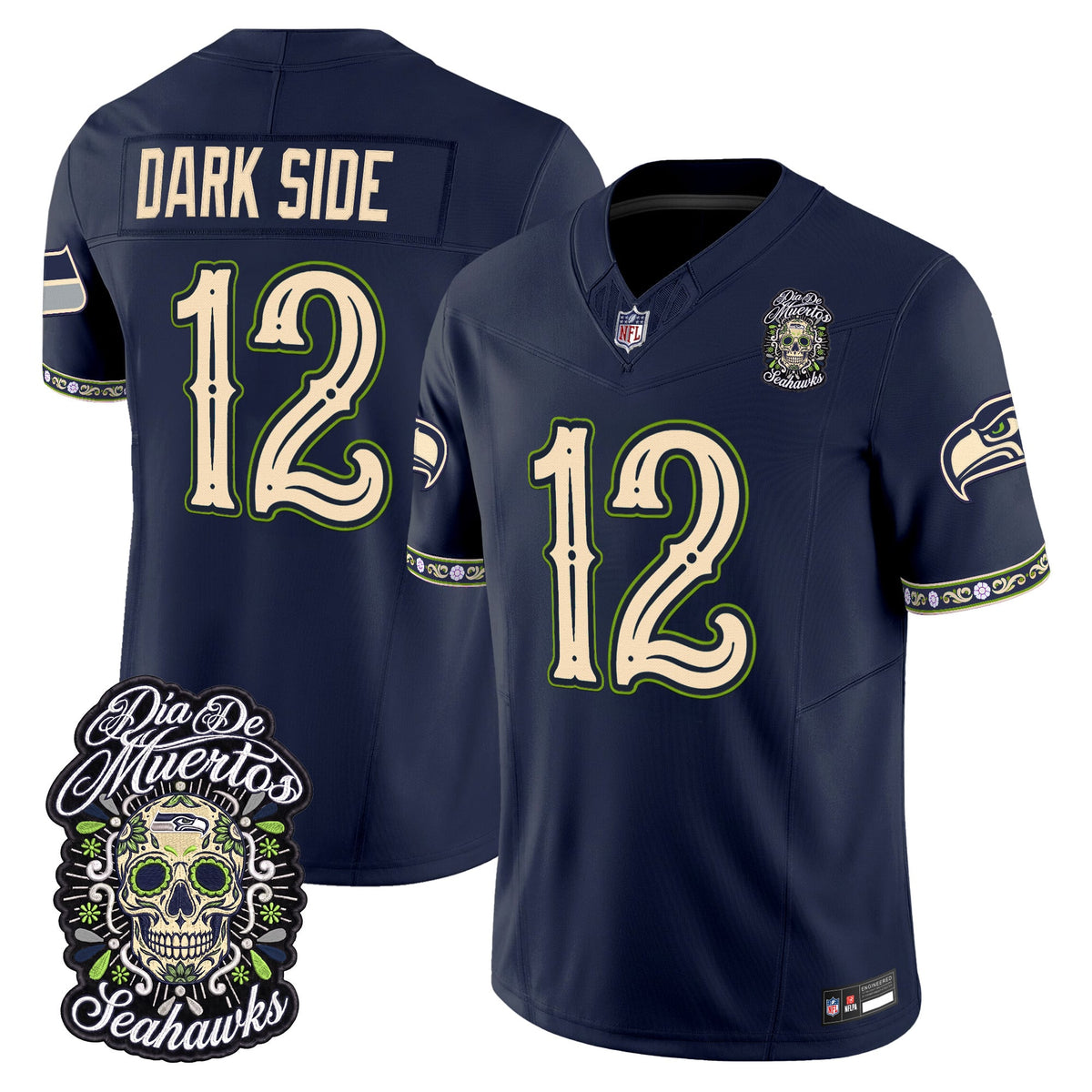  Seattle Seahawks Día de los Muertos Vapor Limited Jersey - Stitched