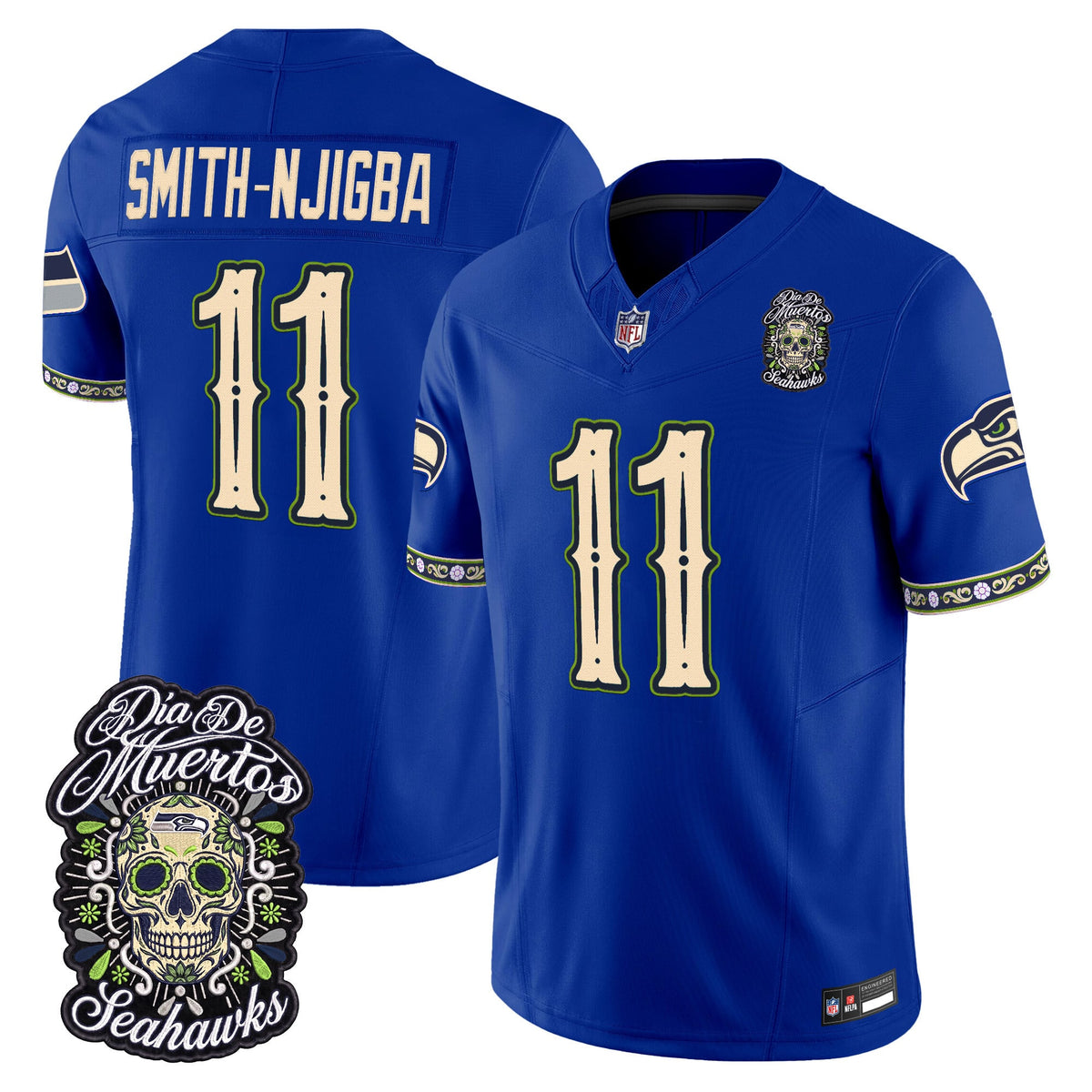  Seattle Seahawks Día de los Muertos Vapor Limited Jersey - Stitched