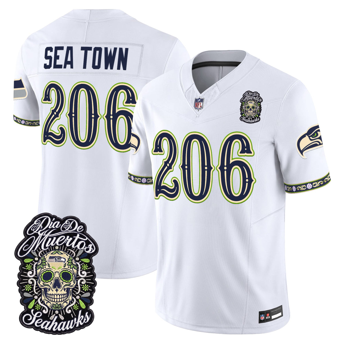  Seattle Seahawks Día de los Muertos Vapor Limited Jersey - Stitched