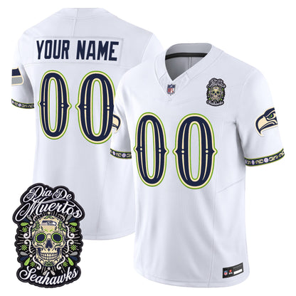 Seattle Seahawks Día de los Muertos Vapor Limited Custom Jersey - Stitched