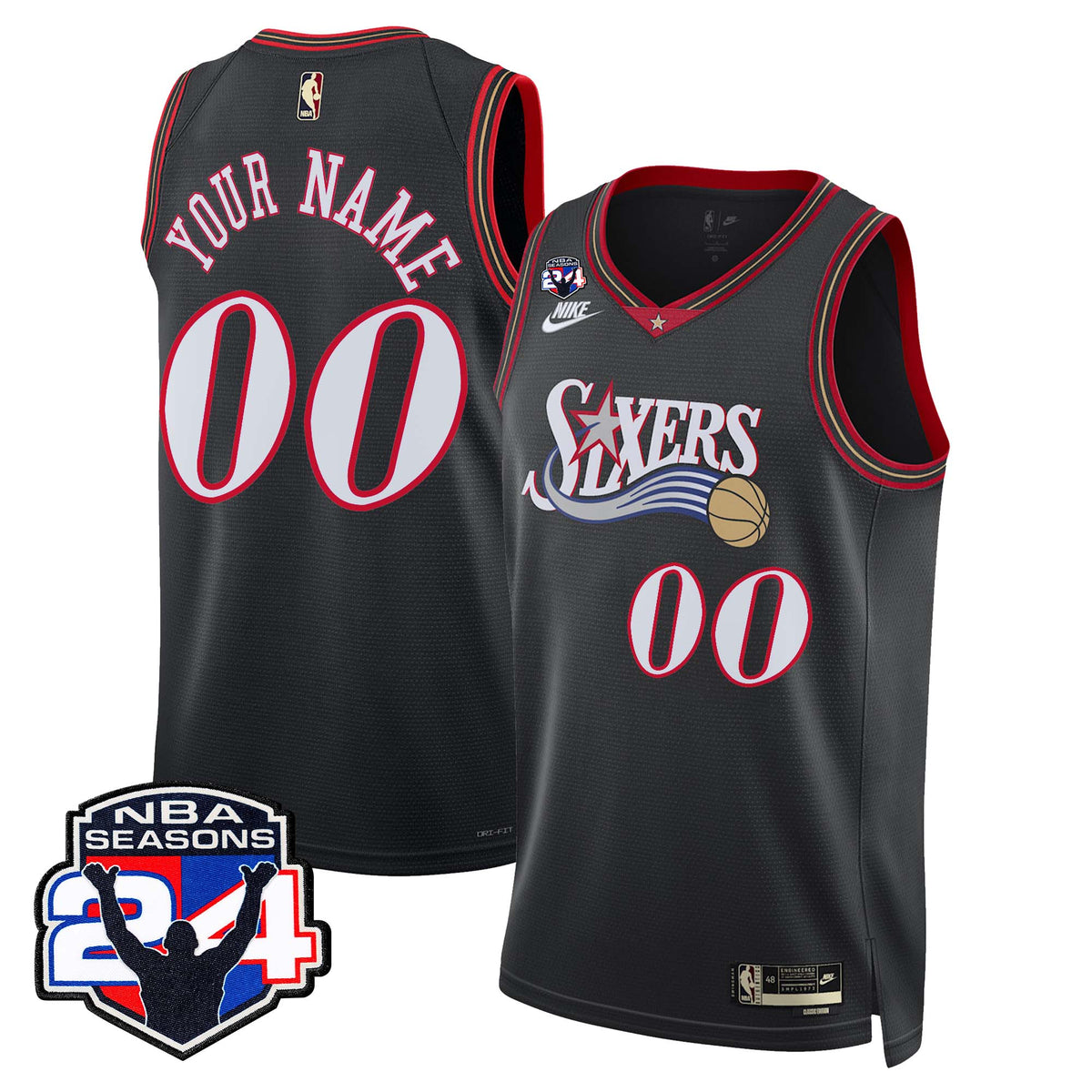 Philadelphia 76ers Custom Swingman Jersey - 24th Season Patch - Stitched