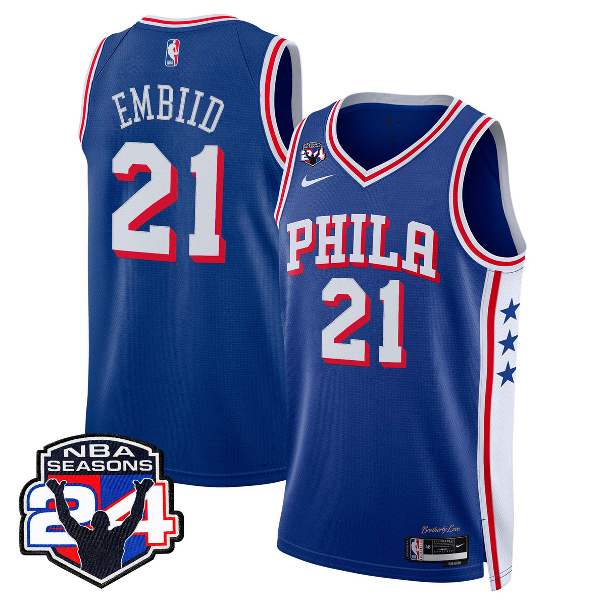  Philadelphia 76ers Swingman Jersey - 24th Season Patch - Stitched