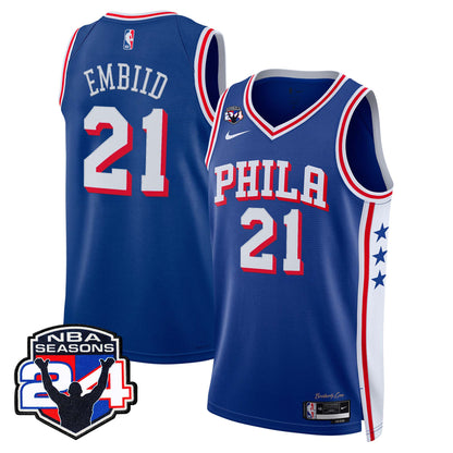  Philadelphia 76ers Swingman Jersey - 24th Season Patch - Stitched