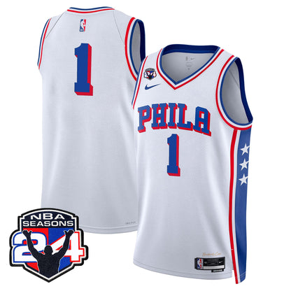 Philadelphia 76ers Swingman Jersey - 24th Season Patch - Stitched