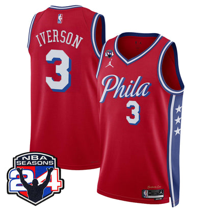  Philadelphia 76ers Swingman Jersey - 24th Season Patch - Stitched