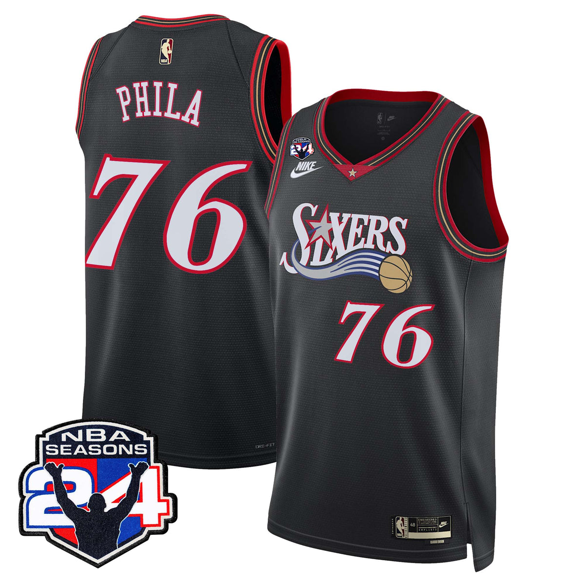 Philadelphia 76ers Swingman Jersey - 24th Season Patch - Stitched