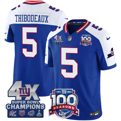 NYG 4X Champions & 100th Season Patch Vapor Limited Gold Jersey - Stitched-NQD