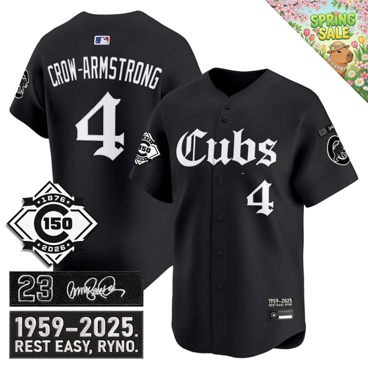 CHC 'Ryne Sandberg Tribute' & 150th anniversary patch Limited Gothic Jersey - All Stitched