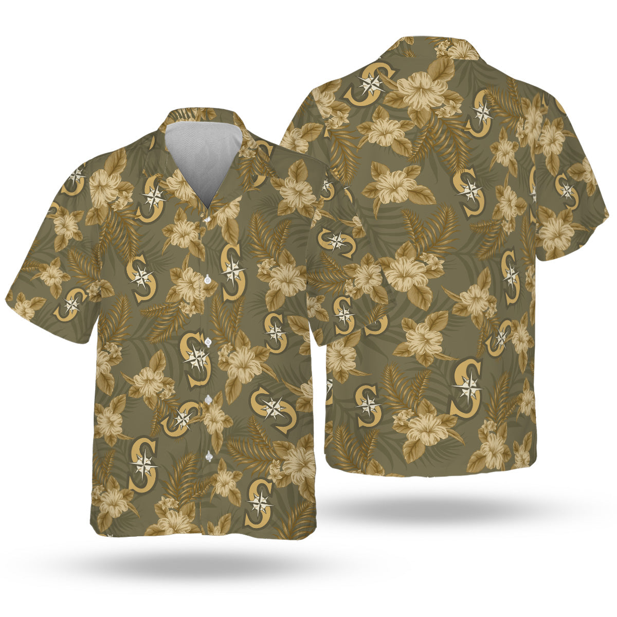 Seattle Mariners Special Armed Forces Hawaiian Design Button Shirt