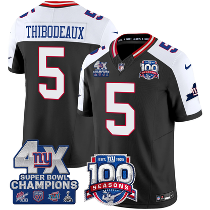 NYG 4X Champions & 100th Season Patch Vapor Limited Gold Jersey - Stitched-NQD