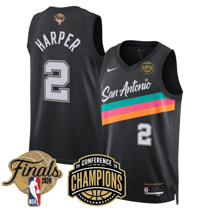 San Antonio Spurs 2026 NBA Western Conference Champions City 25/26 Jersey - Stitched