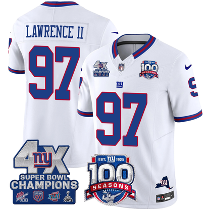 NYG 4X Champions & 100th Season Patch Vapor Limited Gold Jersey - Stitched-NQD