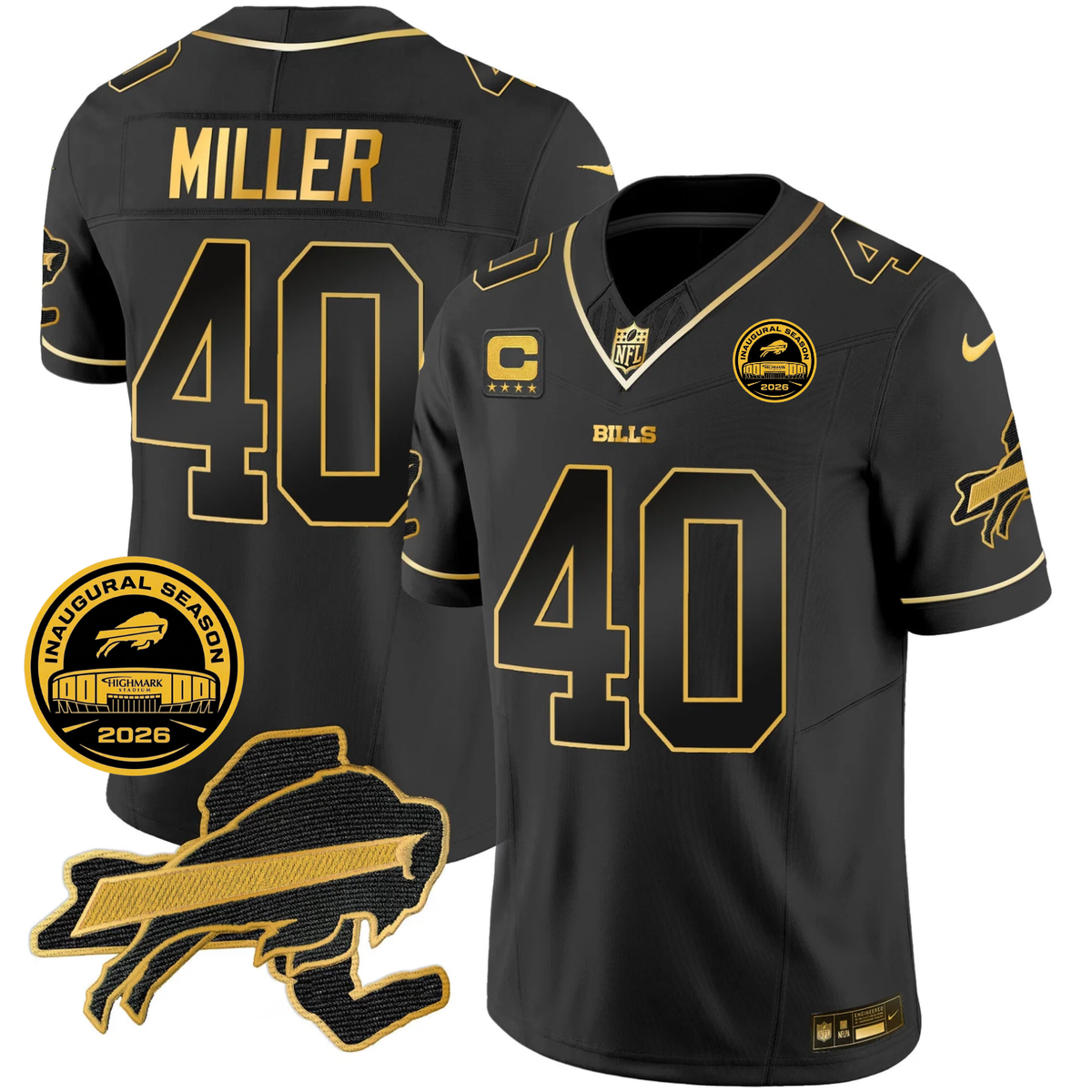 BUF 2026 Inaugural Season Patch Limited Gold Jersey - Stitched
