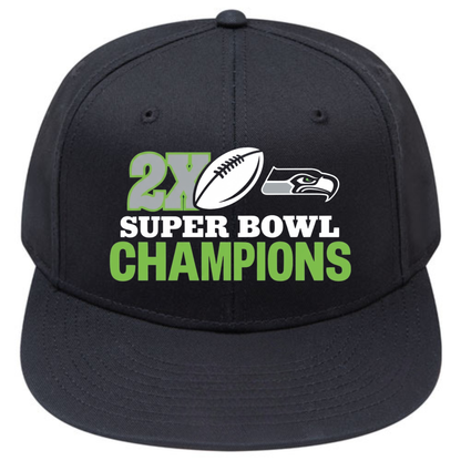 SEA 2x Super Bowl Champions Snapback Cap - Printed