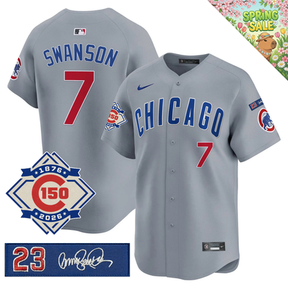 CHC 150th Anniversary & 'Ryne Sandberg Tribute' Patch Vapor Premier Limited Gold Jersey - All Stitched