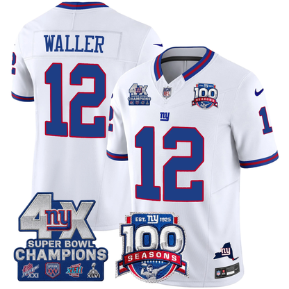 NYG 4X Champions & 100th Season Patch Vapor Limited Gold Jersey - Stitched-NQD