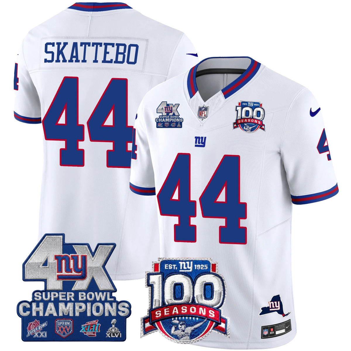 NYG 4X Champions & 100th Season Patch Vapor Limited Gold Jersey - Stitched-NQD