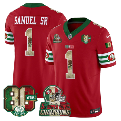 49ers Mexico 80th Anniversary & 5X Champs Jersey - Stitched