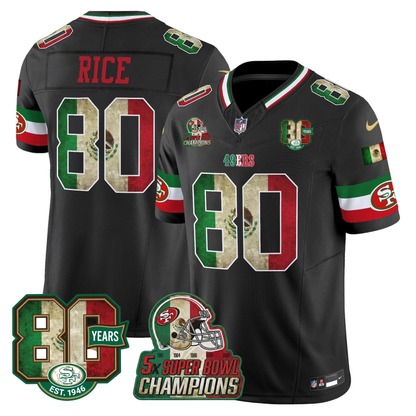 49ers Mexico 80th Anniversary & 5X Champs Jersey - Stitched