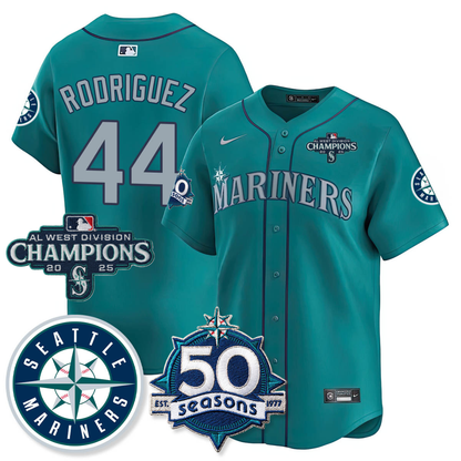 SEA Vapor Premier Limited Jersey - 50th Anniversary & AL West Division Champions - All Stitched Teal / Julio Rodríguez
