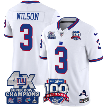 NYG 4X Champions & 100th Season Patch Vapor Limited Gold Jersey - Stitched-NQD