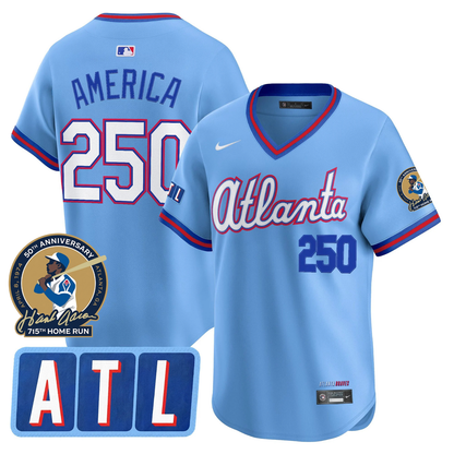 Atlanta Braves 2026 City Connect Hank Aaron 715th Home Run Patch Limited Jersey - Stitched