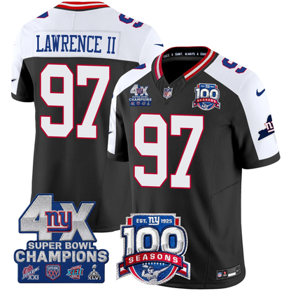 NYG 4X Champions & 100th Season Patch Vapor Limited Gold Jersey - Stitched-NQD