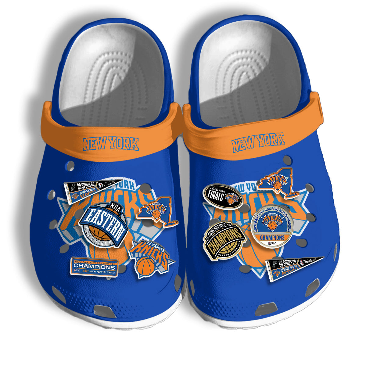 New York Knicks 2026 NBA Finals Clogs Blue - Charms Gift Set