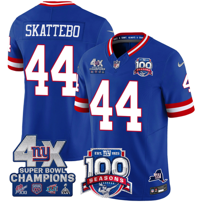 NYG 4X Champions & 100th Season Patch Vapor Limited Gold Jersey - Stitched-NQD
